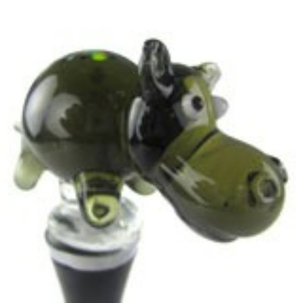 Glass Wine Stopper - Hippo